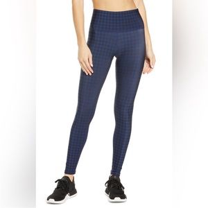 Terez navy and black check print duoknit super high band leggings